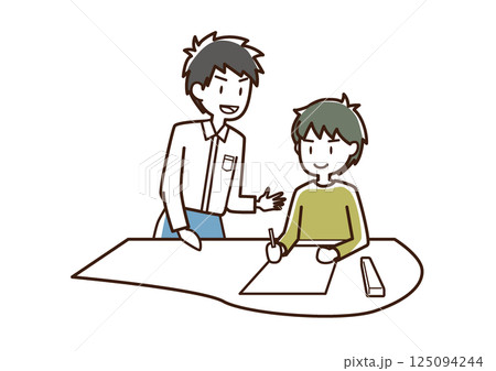 勉強を教えてもらっている子供 07 勉強を教えてもらっている子供 07 125094244