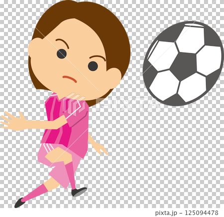 Illustration of a female soccer player kicking the ball 125094478