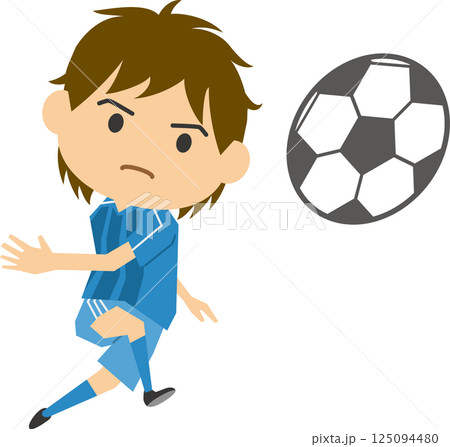 ボールを蹴る男子サッカー選手のイメージイラスト 125094480