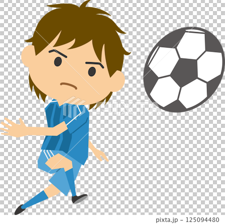 ボールを蹴る男子サッカー選手のイメージイラスト 125094480