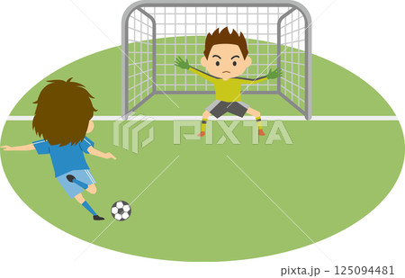 PKをする男子サッカー選手のイメージイラスト 125094481