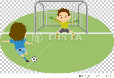 PKをする男子サッカー選手のイメージイラスト 125094481