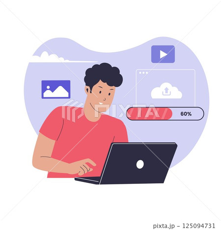 Upload Progress Illustration Showing Data Transfer in Process 125094731