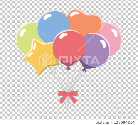 心形和星形氣球的插圖 125094814