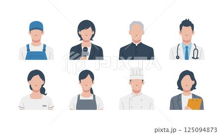 さまざまな職業の顔のセット 125094873