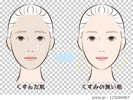 Before and after of dull skin and clear skin 125094967