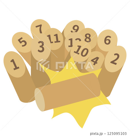 モルックを当ててスキットルを倒すイラスト モルックを当ててスキットルを倒すイラスト 125095103