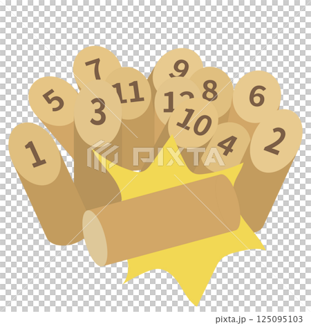 モルックを当ててスキットルを倒すイラスト モルックを当ててスキットルを倒すイラスト 125095103