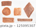 Set of watercolor brushstroke in the 2025 color of the year Mocha Mousse. Hand drawn textured template with elegant warm brown tone. Perfect for creating trendy graphic resource 125095307