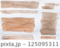 Set of watercolor brushstroke in the 2025 color of the year Mocha Mousse. Hand drawn textured template with elegant warm brown tone. Perfect for creating trendy graphic resource 125095311