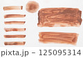 Set of watercolor brushstroke in the 2025 color of the year Mocha Mousse. Hand drawn textured template with elegant warm brown tone. Perfect for creating trendy graphic resource 125095314