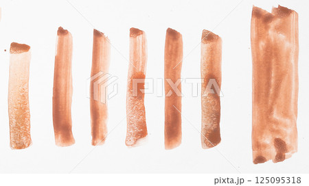 Set of watercolor brushstroke in the 2025 color of the year Mocha Mousse. Hand drawn textured template with elegant warm brown tone. Perfect for creating trendy graphic resource 125095318