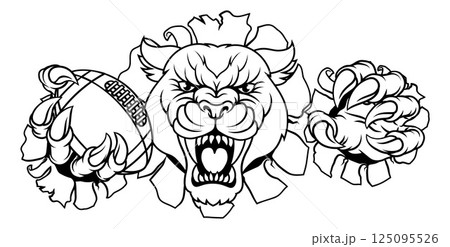 Panther Leopard Cougar American Football Mascot 125095526