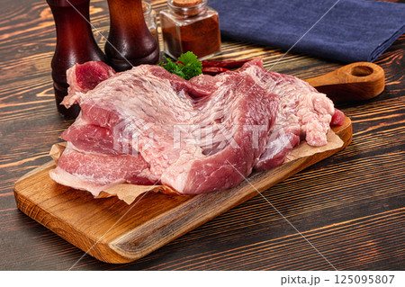 Raw fresh pork meat piece Raw fresh pork meat piece 125095807
