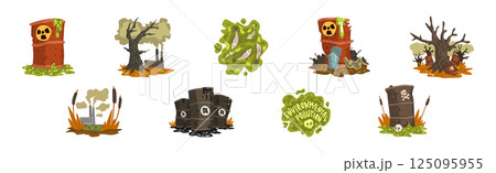 Environmental Pollution with Toxic Nuclear Waste Vector Set Environmental Pollution with Toxic Nuclear Waste Vector Set 125095955