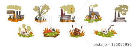 Environmental Pollution with Toxic Nuclear Waste Vector Set 125095956