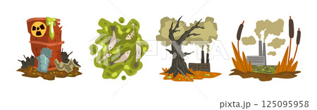 Environmental Pollution with Toxic Nuclear Waste Vector Set 125095958