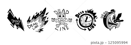 Deadline and Time Limit Badge or Sticker Black Vector Set 125095994