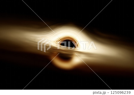 Artistic composition of a black hole distorting the structure of space-time 125096239