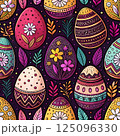 Easter Eggs Seamless Pattern with Colorful Floral Design  125096330
