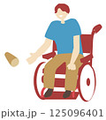 フィンランド発祥ニュースポーツをする車椅子の男性のイラスト 125096401