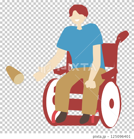 Illustration of a man in a wheelchair playing a new sport originating in Finland Illustration of a man in a wheelchair playing a new sport originating in Finland 125096401