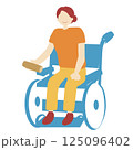 フィンランド発祥ニュースポーツをする車椅子の女性のイラスト 125096402