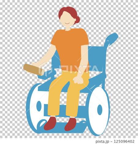 一位坐在輪椅上的女人在玩 Mölkky 的插圖 125096402