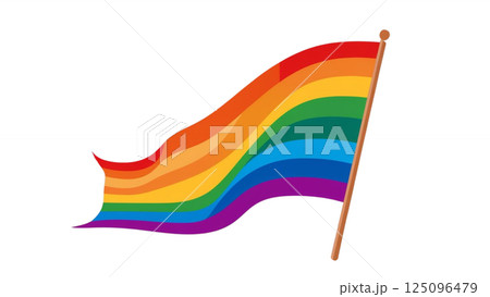 Waving rainbow LGBT flag isolated on png or transparent background, Symbol of LGBT gay pride,vector illustration 125096479