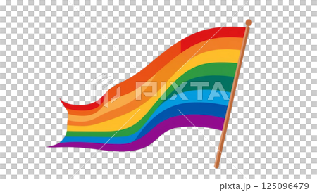Waving rainbow LGBT flag isolated on png or transparent background, Symbol of LGBT gay pride,vector illustration 125096479