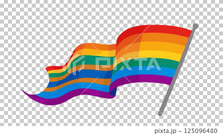 Waving rainbow LGBT flag isolated on png or transparent background, Symbol of LGBT gay pride,vector illustration 125096480