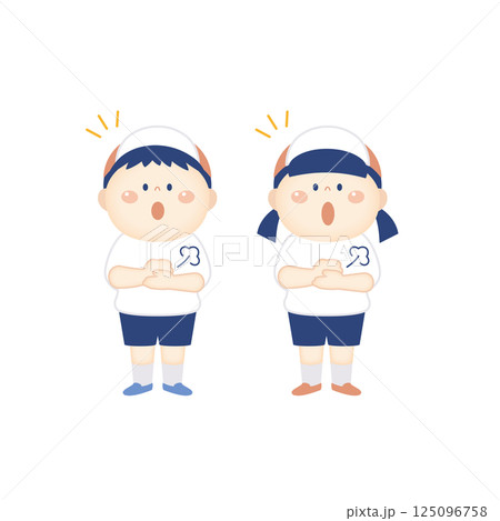 何か思いついた体操服の子供のイラスト 全身 何か思いついた体操服の子供のイラスト 全身 125096758