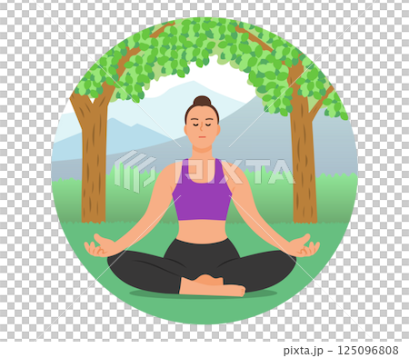 Illustration of a woman meditating in yoga 125096808