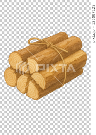 束ねた薪の水彩イラスト(キャンプ・焚き火・アウトドア素材) 束ねた薪の水彩イラスト(キャンプ・焚き火・アウトドア素材) 125097125