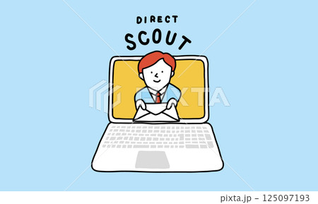 ダイレクトスカウト　スカウトメールを送る企業の採用担当者のイラスト 125097193