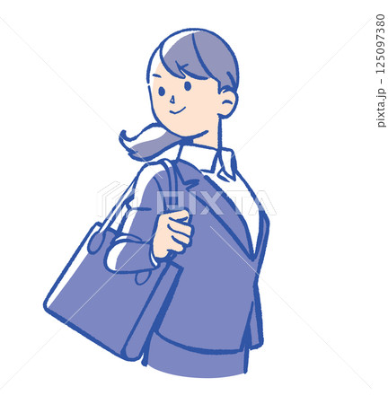 バッグを持っているスーツを着た若い女性 125097380