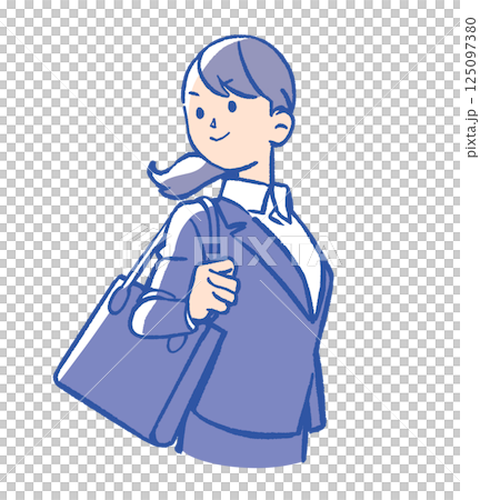 バッグを持っているスーツを着た若い女性 125097380