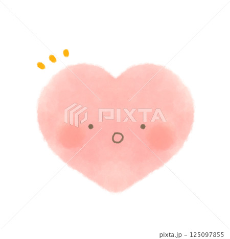 かわいい顔ありの赤いハートマーク びっくり 125097855