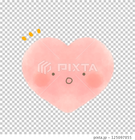 かわいい顔ありの赤いハートマーク びっくり 125097855