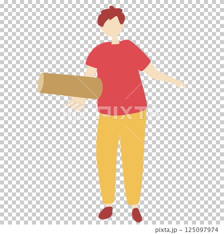 Illustration of a person throwing a wooden stick Illustration of a person throwing a wooden stick 125097974