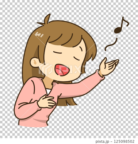 A woman singing enthusiastically A woman singing enthusiastically 125098502