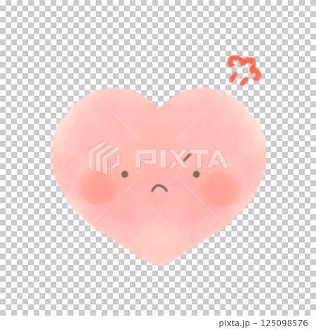 Cute red heart with cute face illustration 125098576