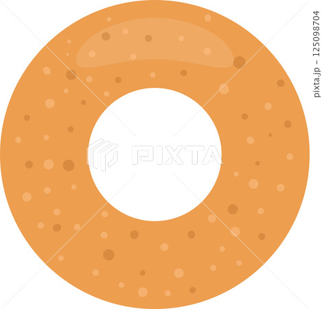 Baked good with a hole in the center. It is an orange color with circular dots of varying shades. Baked good with a hole in the center. It is an orange color with circular dots of varying shades. 125098704