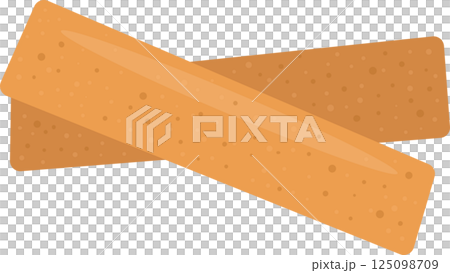 Crisp, golden brown wafers overlapping each other on a dark backdrop. They look light and appetizing. 125098709
