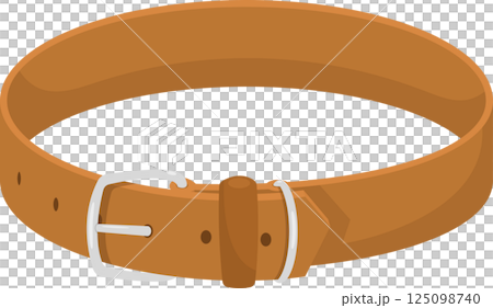A light brown belt with a silver buckle. The belt is made of material with a series of holes. 125098740