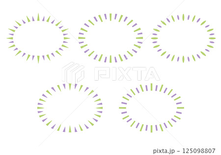 手描きのマンガ風フキダシ(カラー):横長・フラッシュ・黄緑×紫 手描きのマンガ風フキダシ(カラー):横長・フラッシュ・黄緑×紫 125098807