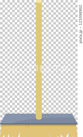 Illustration of a broom with a tan handle, gray base, and tan bristles against a black backdrop. Illustration of a broom with a tan handle, gray base, and tan bristles against a black backdrop. 125098902