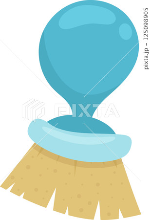 Illustration of a cartoon-style cleaning brush with a blue handle and light brown bristles isolated on black. 125098905
