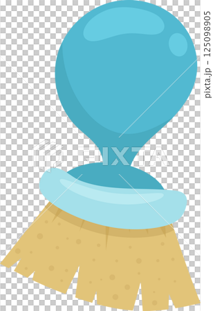 Illustration of a cartoon-style cleaning brush with a blue handle and light brown bristles isolated on black. 125098905