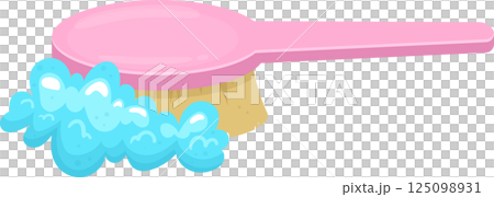 A whimsical pink brush with bubbly blue foam, perfect for a fun and clean imaginary bath time. A whimsical pink brush with bubbly blue foam, perfect for a fun and clean imaginary bath time. 125098931